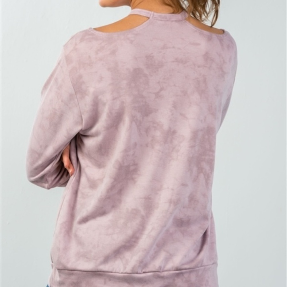 Womens Pullover Top Acid Wash Pink Casual Shirt - Picture 3 of 4